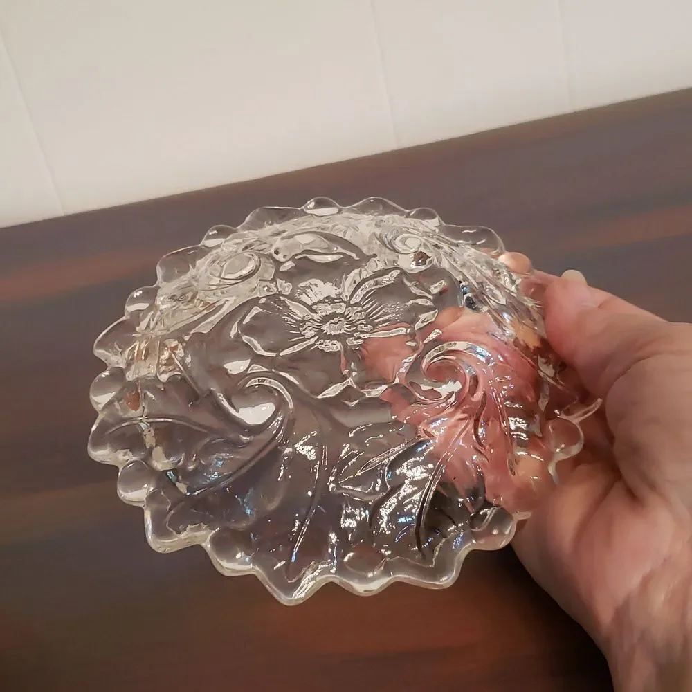 Beautiful Vintage Hibiscus Glass Dessert Plate